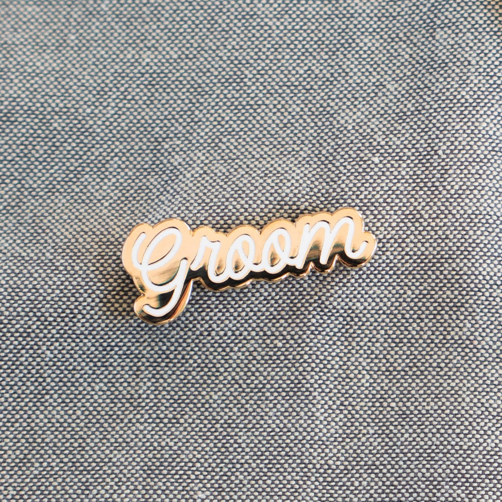 Script Groom Pin | Palm and Posy